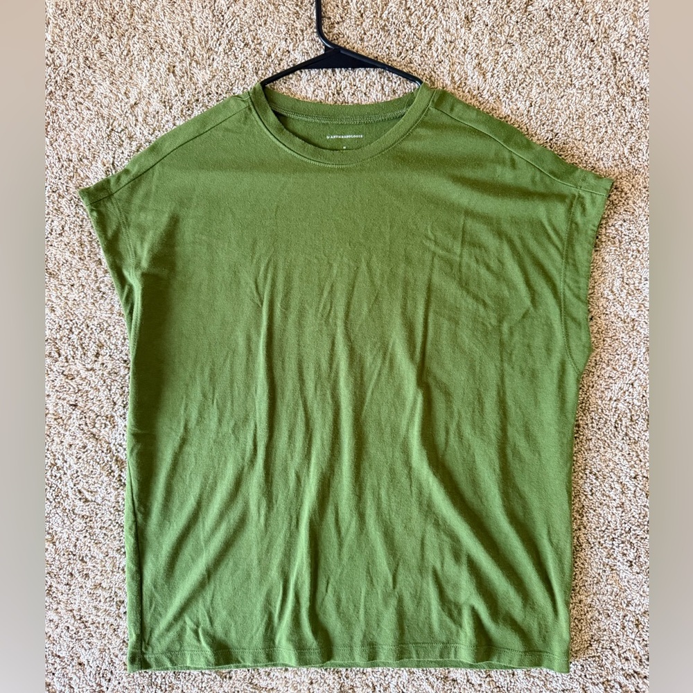 Anthropologie Olive Green Short-Sleeve Crewneck Tee